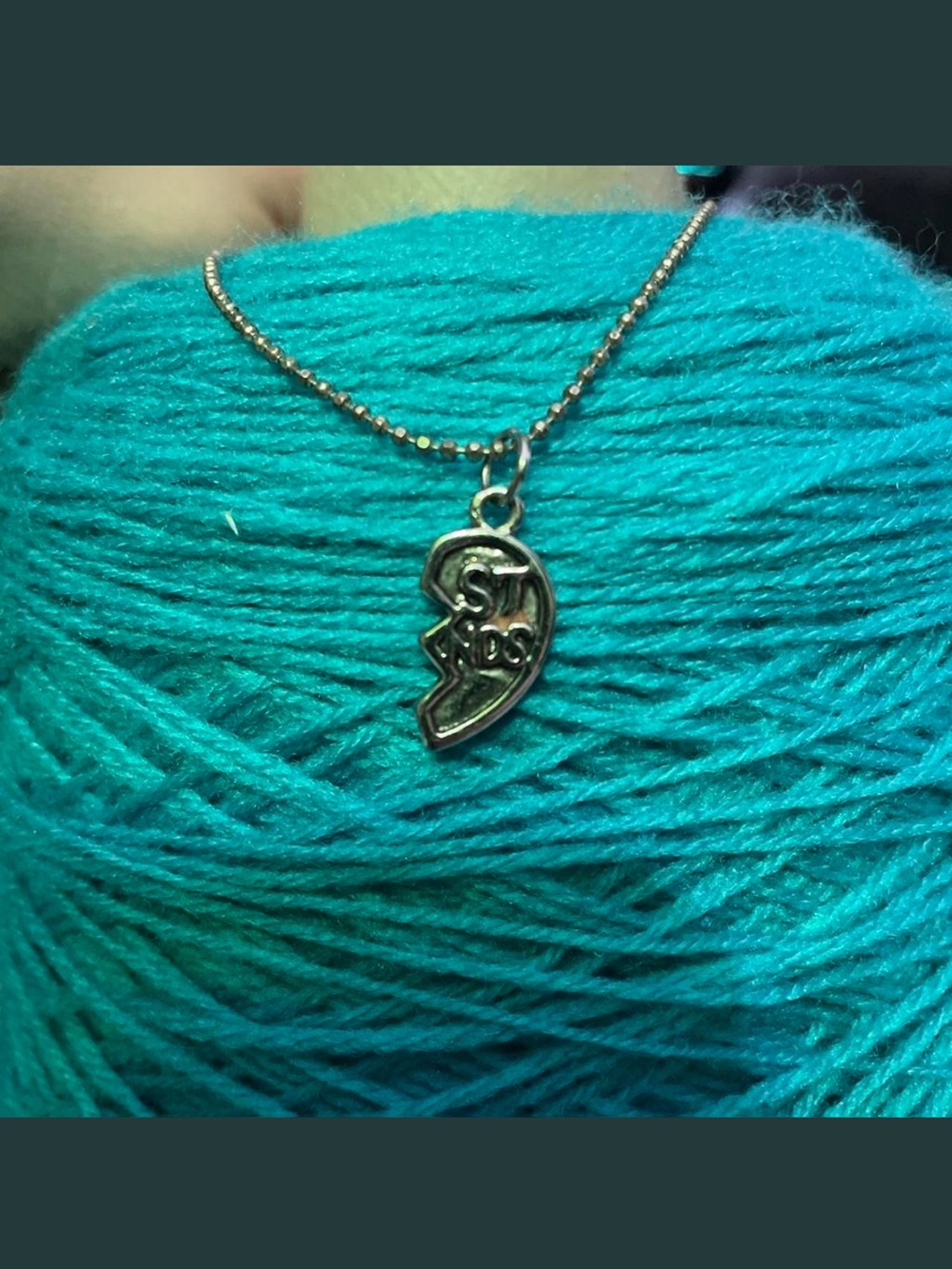 Silver Tone Split-Heart Best Friend Pendant Necklace Charm